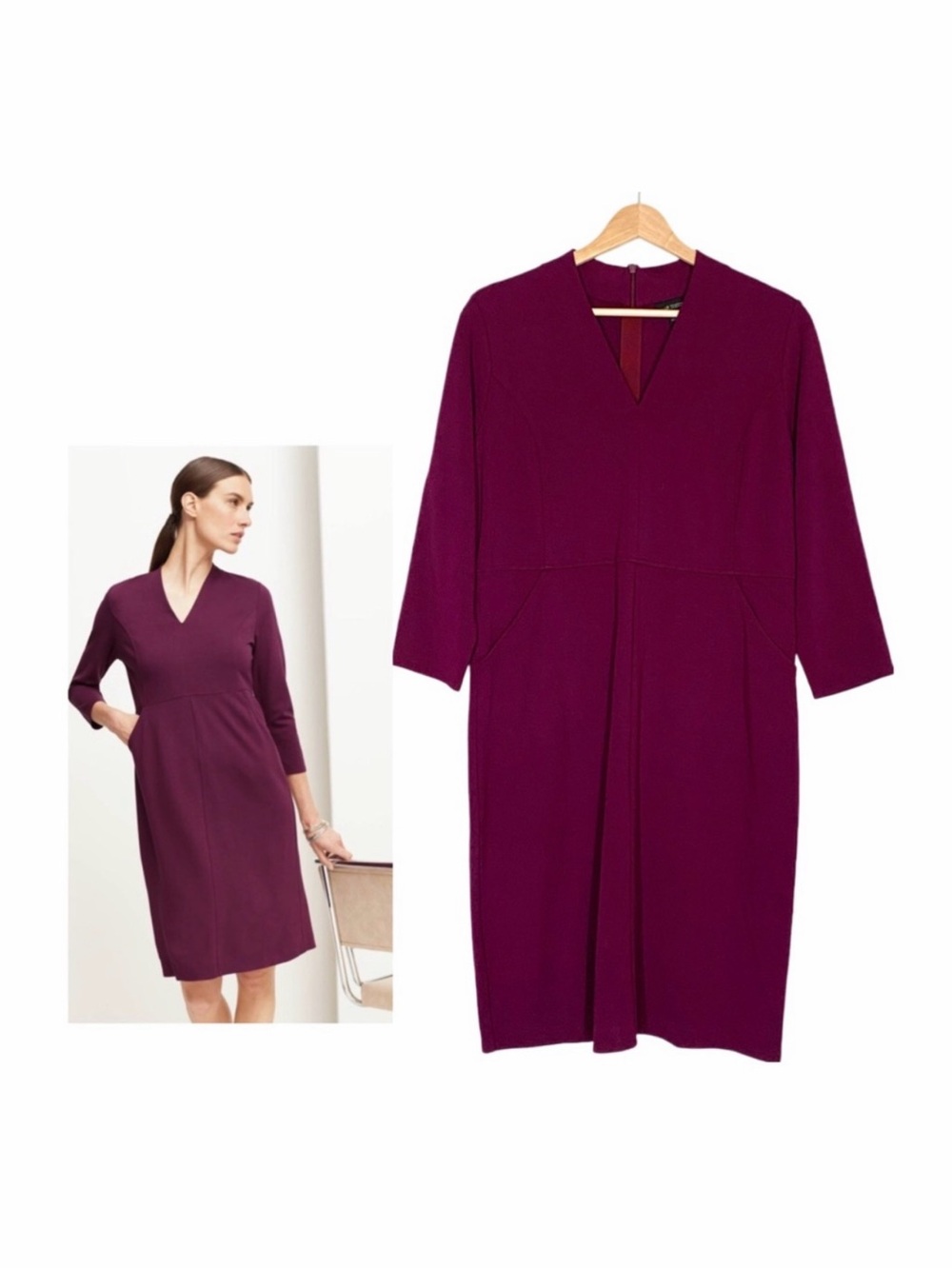 J.Jill Wearever Collection Plum Double Jersey Sheath Dress Stretch Small NWT
